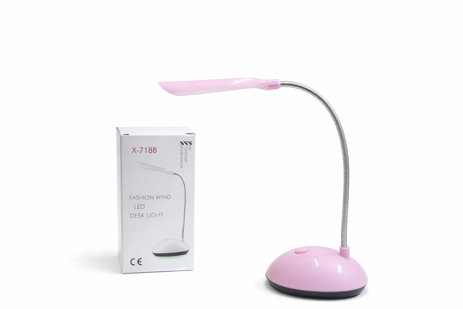 LED-Schreibtischlampe mit flexiblem Hals in Rosa